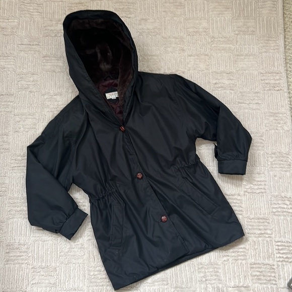 Talbots coat jacket with hood in black Size 8P - Picture 3 of 16